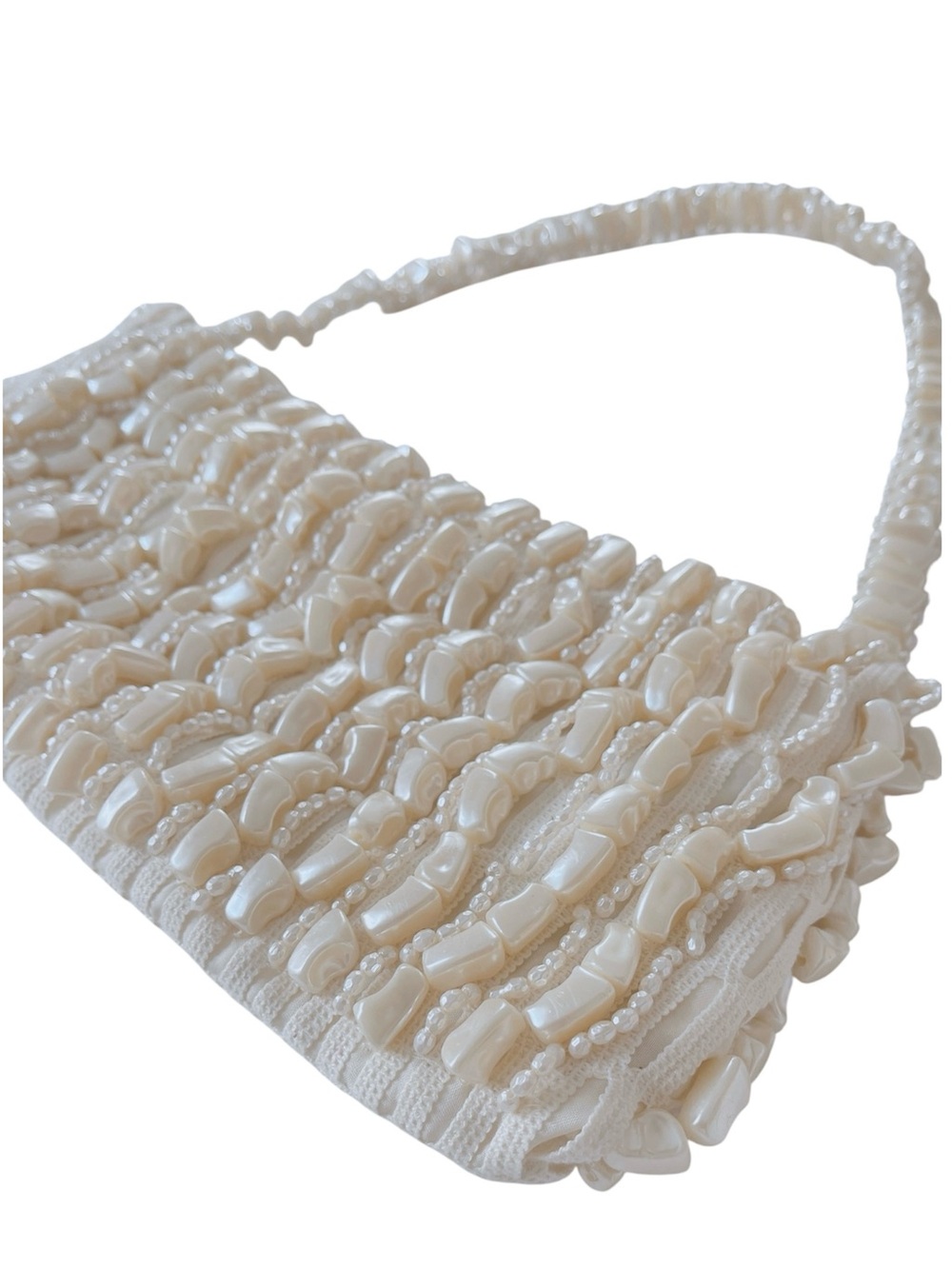 Zara Pearl-Effect Cream Beaded Shoulder Bag - Picture 3 of 8